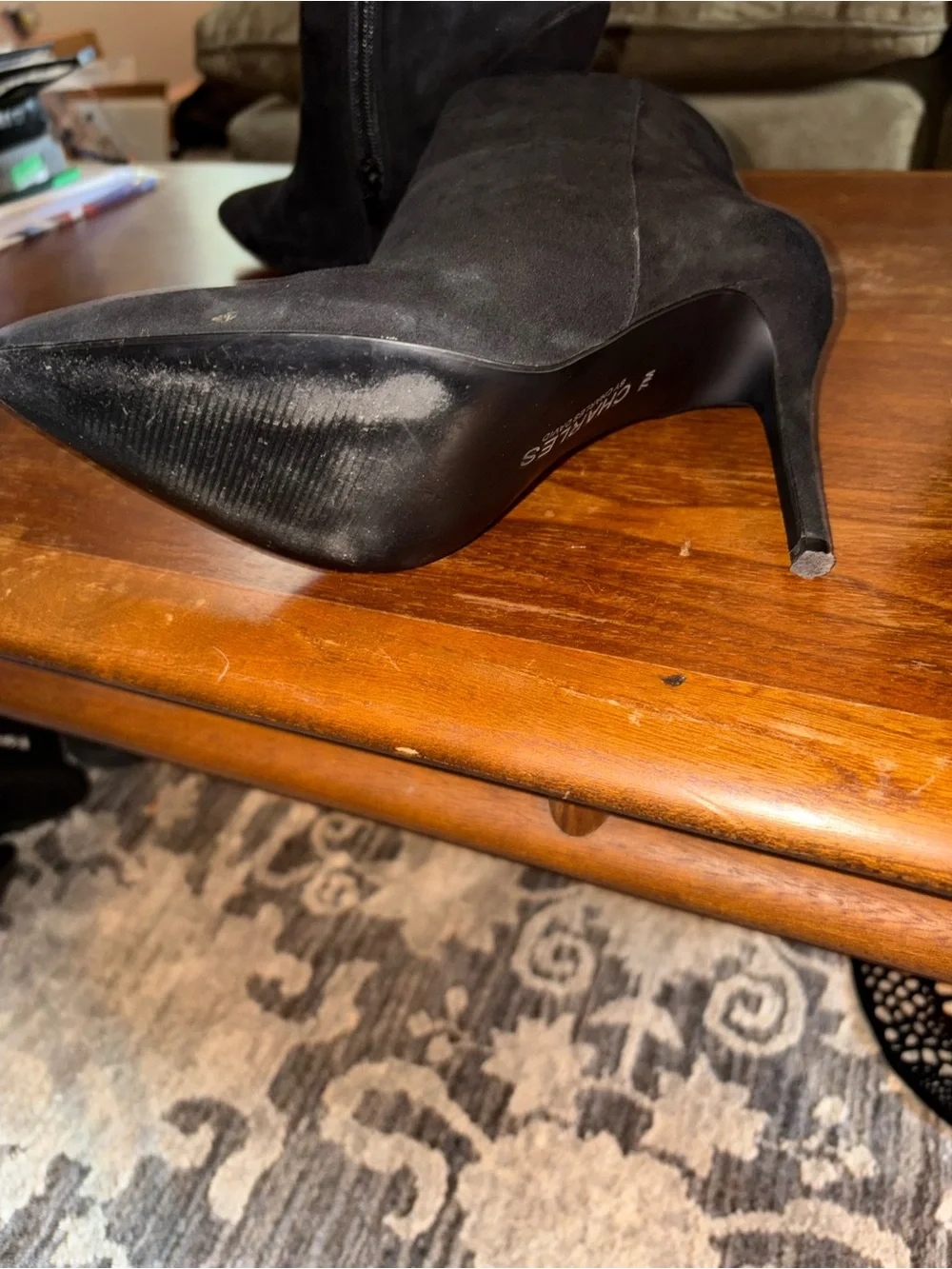 Charles By Charles David Black Suede Pointed Toe Ankle Booties
